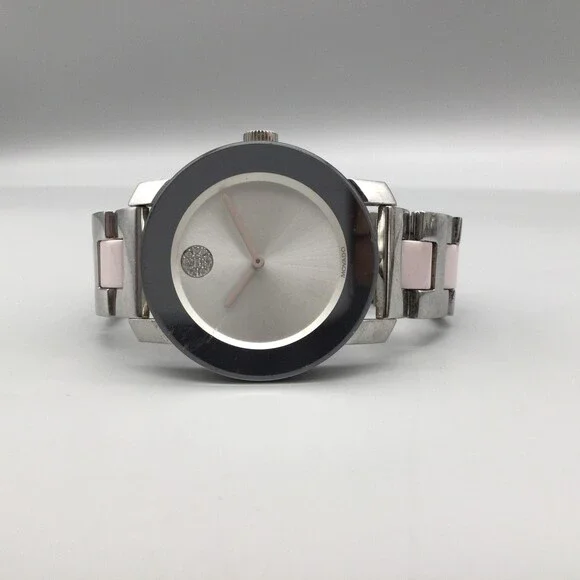 Movado BOLD Watch Womens 36mm Stainless Pink Black New Battery 6.25" - Picture 4 of 14